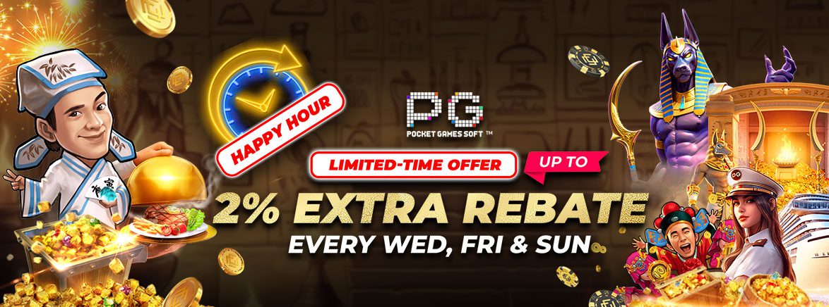 Slots Happy Hour up to 2% Extra Rebate