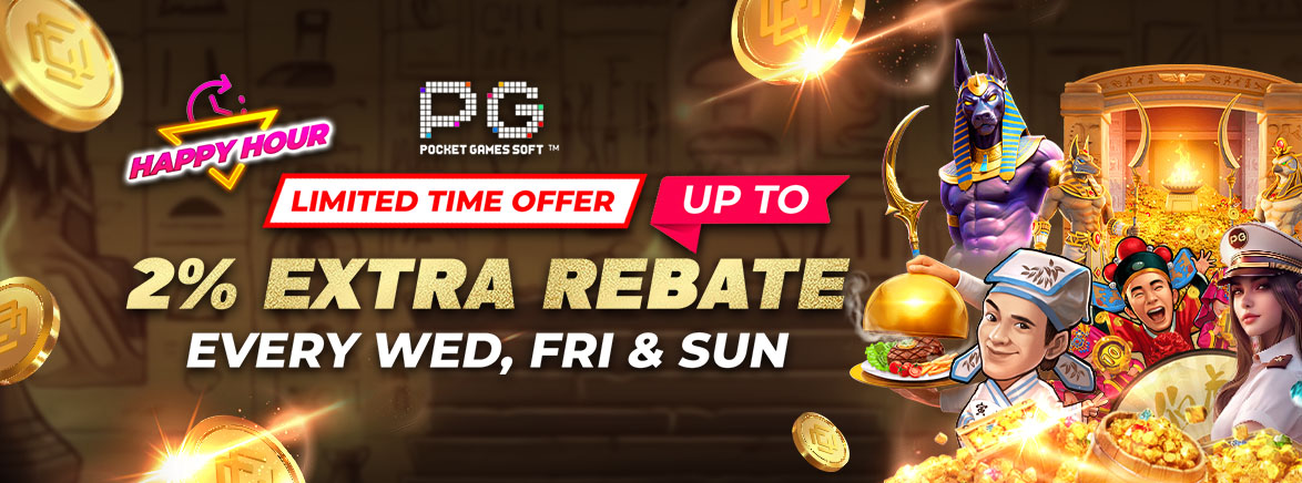 Slots Happy Hour up to 2% Extra Rebate